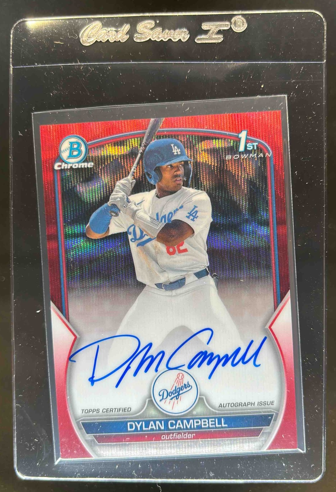 2023 Bowman Draft Dylan Campbell Chrome Auto Red Wave Refractor 1st #3/5