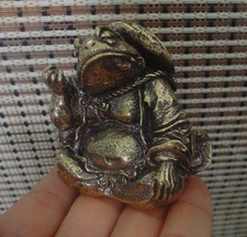 Vintage Solid Brass Cool Fat Toad Heavy Figurine Statue Knick Knacks