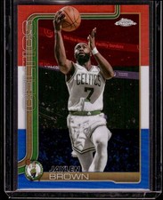 2025-26 Topps Chrome Jaylen Brown Red White and Blue Refractor Card #51 - No Res