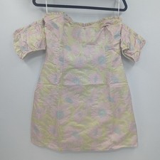 NWT LULU'S Dress Womens XS Yellow Banquet Invitation Jacquard Off Shoulder Mini