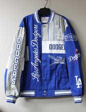 New MLB Los Angeles Dodgers NASCAR style twill cotton embroidery jacket men's L