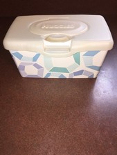 HUGGIES WIPE CONTAINER GEOMETRIC SHAPES CONTAINER BLUE  WHITE