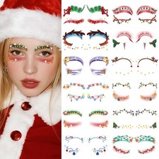 Christmas Eye Shadow Temporary Tattoos Stickers Face Makeup Patches, Xmas Tree