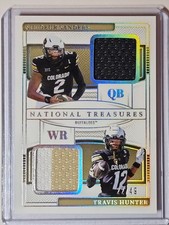 SHEDEUR SANDERS TRAVIS HUNTER 2025 NATIONAL TREASURES SILVER /49 
