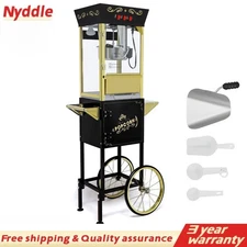 12oz Popcorn Machine Cart Popcorn Maker with Wheels w/ Stainless Steel Kettle