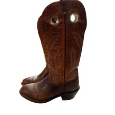 Vintage Tony Lama Brown Leather Western Boots Mens 9 D Made in USA 6891 Round