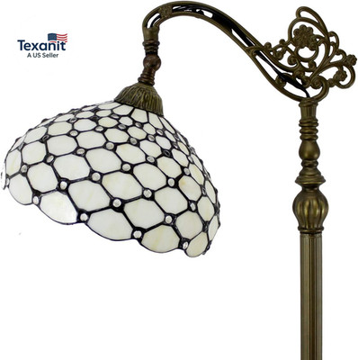 Tiffany Floor Lamp Cream Amber Stained Glass Bead Arched Lamp 12X18X64 Inch Goos