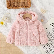Kids Girls Toddler Boys Fleece Hooded Jacket Hoodies Coat Warm Winter Outwear