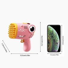 40 Hole Dinosaur Bubble Handheld Bubble Machine,Electric Bubble Gun Outdoor Pink