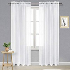 Living Room Sheer Curtains 95 inch Length 2 52"W x 95"L Pack of 2 White