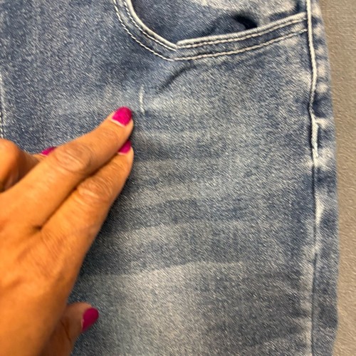 Shein Size 30 Stretchy Flare Jeans Blue Mid Rise Distressed Hem Rockabilly Farm - Picture 3 of 14