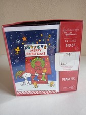 2-D PEANUTS SNOOPY WOODSTOCK DOGHOUSE 24 Christmas Cards New in Box