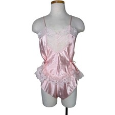 Vintage Alana Gale Lace Satin Lingerie Set Shorts Tank Sleepwear Coquette Small