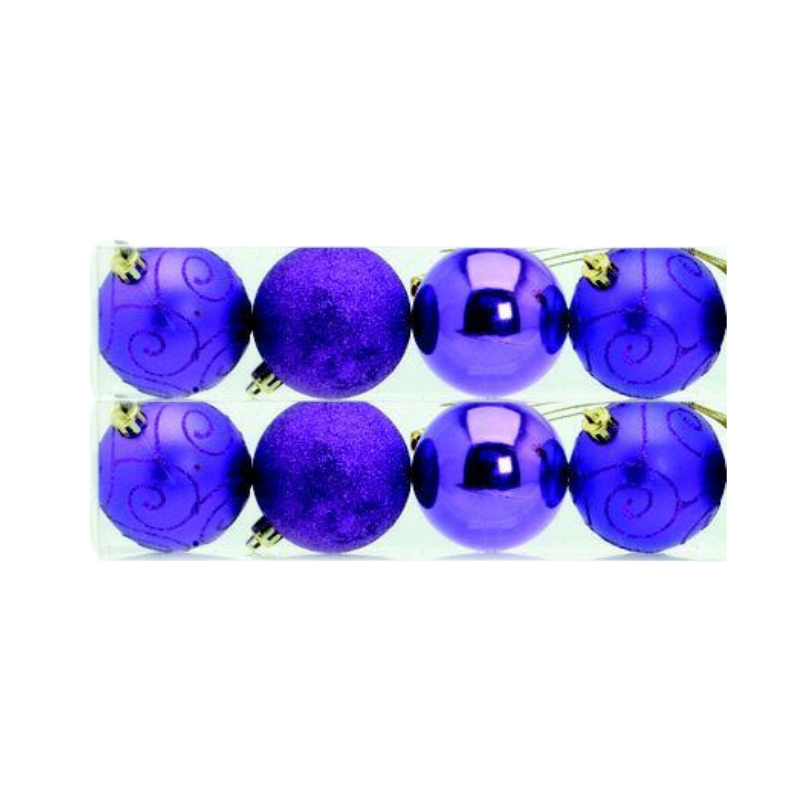 Christmas Tree Baubles - Shatterproof Purple Pack of 9 Assorted
