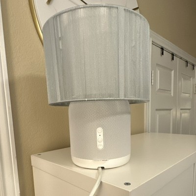 IKEA x Sonos Table Lamp Speaker w/ Gray Drum Shade, White Base, Corded