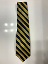 Brooks Brothers Makers Men’s Tie 100% Silk Stripe Striped Navy/Gold Made in USA