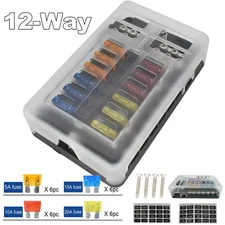 12 Way Blade Fuse Box Block Holder LED Indicator 12V 32V Auto Marine Waterproof