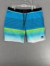 Quiksilver High Line Board Shorts Mens 38 10" Striped Beach Swim Trunks