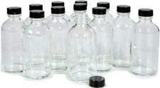 , 12, Clear, 4 oz Glass Bottles, with Lids