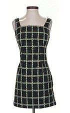 NEW Jason Wu Dress Size S Black Plaid Knit Glitter Mini Cocktail Office $320 NWT