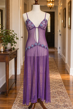 Vintage Lingerie Medium Frederick  s Of Hollywood Purple Negligee Nightie Sheer
