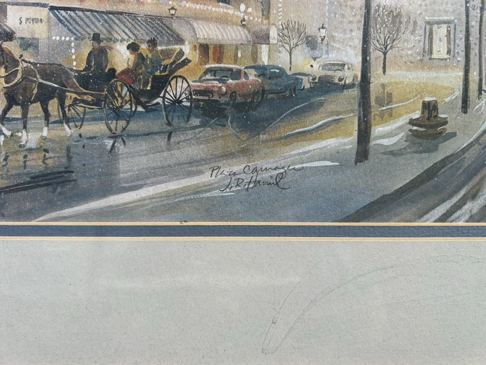 J.R. Hamil Watercolor Plaza Carnegie Pittsburgh Pennsylvania PA Signed Framed - Image 4 of 4