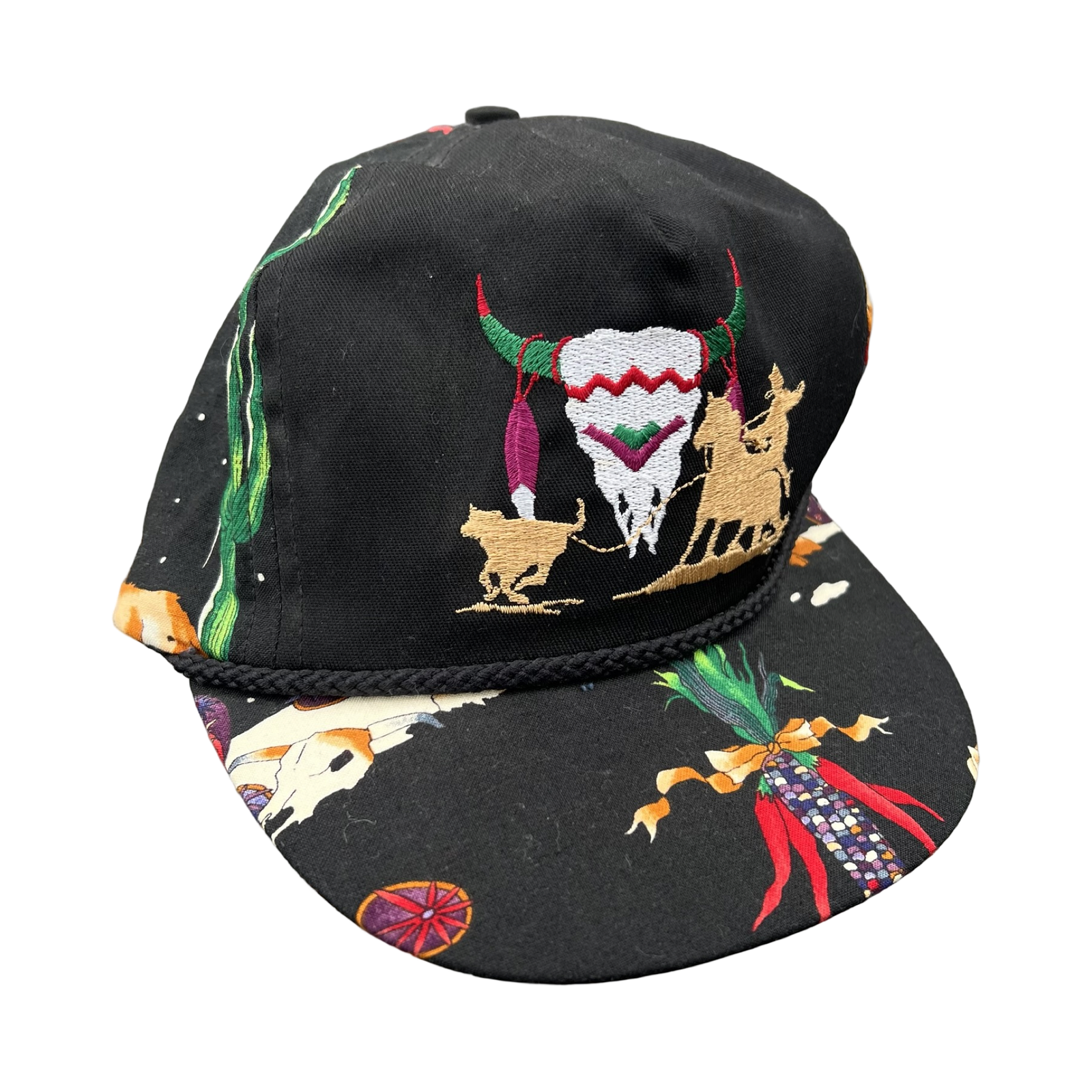 VINTAGE Bob Massey Hat Cap Strap Back Southwest Embroidered Western Mens 90s