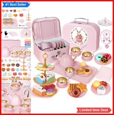 Tea Party Set for Little Girls 49 Piece Pretend Play Toy with Carrying Case