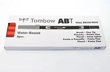 (Lot of 6) - Tombow 56603 Dual Brush Pen Art Marker, ABT 885 Warm Red - NEW!
