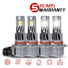 9005 9006 LED Headlights Kit Combo Bulbs 6500K High Low Beam Super White Bright