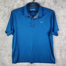 Mens Turquoise Under Armour Polo Shirt Heat Gear Loose Fit Short Sleeve 2XL
