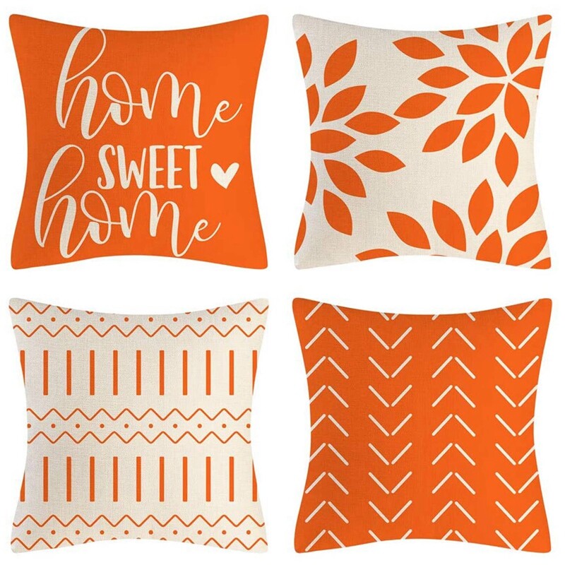 Orange Pillow Covers 18X18 Set of 4 Home Decorative Throw Pillow Covers1854-image
