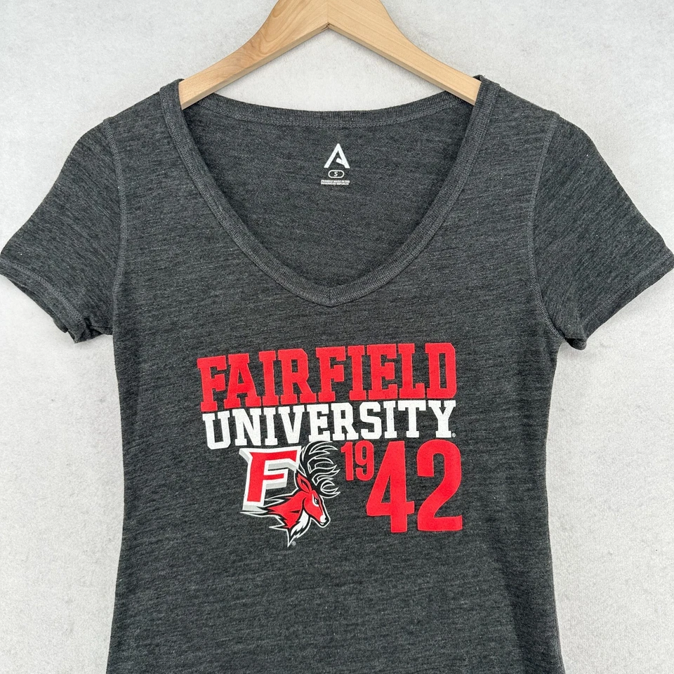 FAIRFIELD университета олени NCAA футболка женщин маленький v-образным вырезом эластичной Джерси серый - Изображение 4 из 4