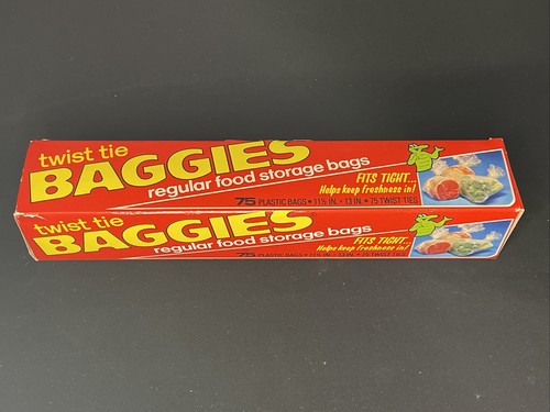 Vtg Hefty Alligator Baggies Plastic Food Storage Bag Advertising 1980s NOS - Picture 2 of 6