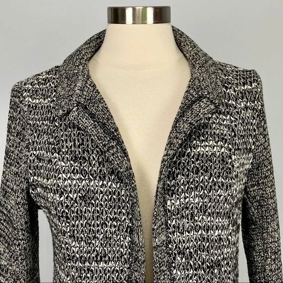 Cárdigan Suéter Drew Mujer Frente Abierto Moto Detalle Cremallera Negro Blanco Talla Mediana Foto 2 de 4