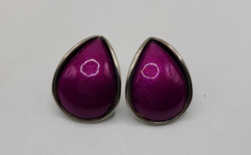Vintage Earrings Pierced Unbranded 1.25" Purple S… - image 1