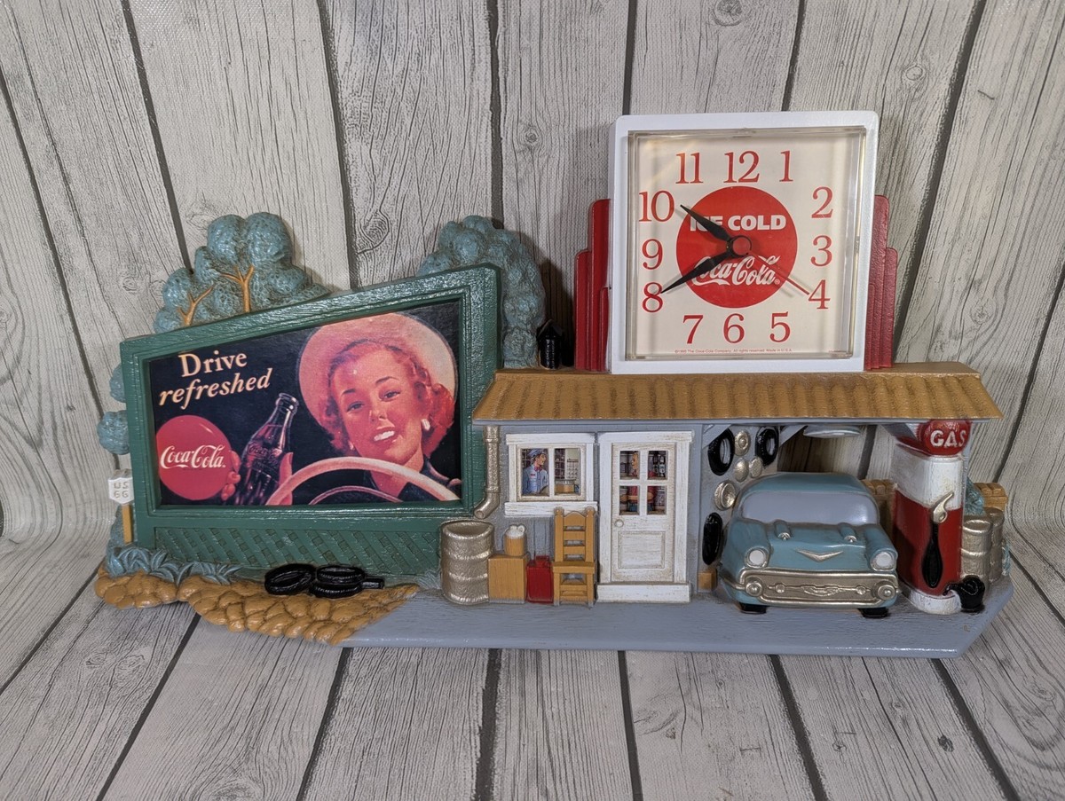 Vintage Coca-Cola 1950's Theme Auto Garage Plastic 3D Wall Clock