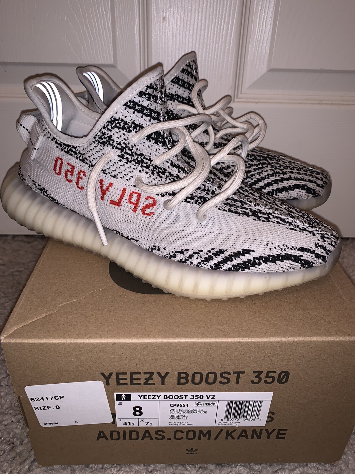 adidas Yeezy Boost 350 V2 - Zebra, Size 8 (CP9654) USED 100% Authentic |  eBay