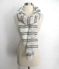 NEW NWT white creme black stripe print nautical sheer see-through scarf wrap