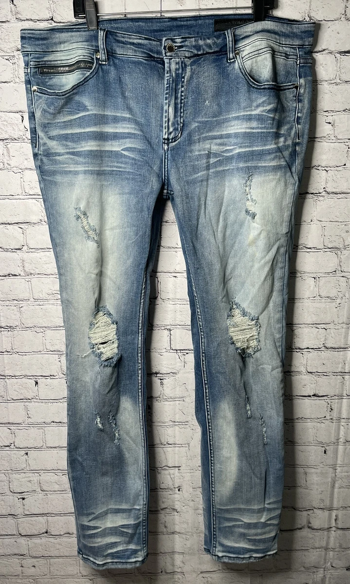 Rockstar Original Jeans Pants Mens Size 40x32 Skinny Fit Distressed Denim.  EE06