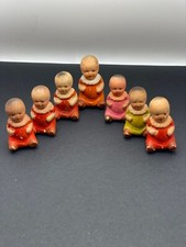 1940  s Frozen Charlotte Penny Dolls set of 7 rare Japan Kewpie