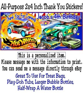 hot wheels thank you tags