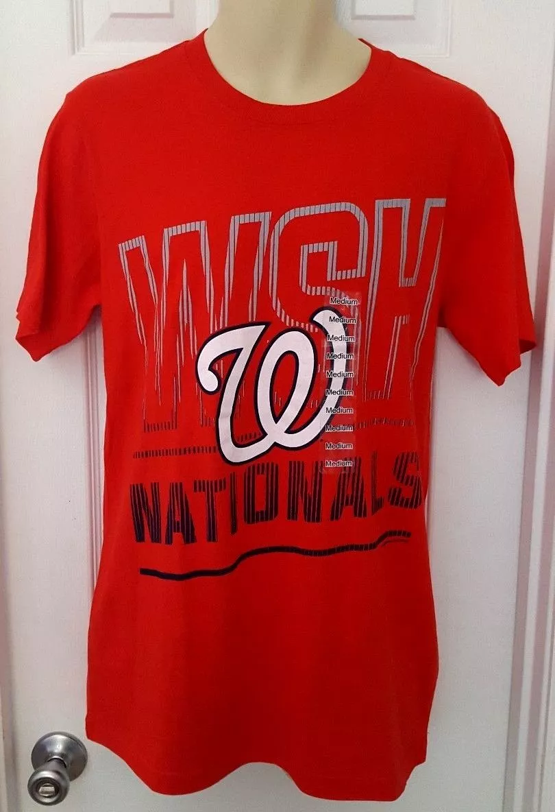 WASHINGTON NATIONALS Adult T Shirt Size Medium Big Logo Soft Spun Red Soft  New