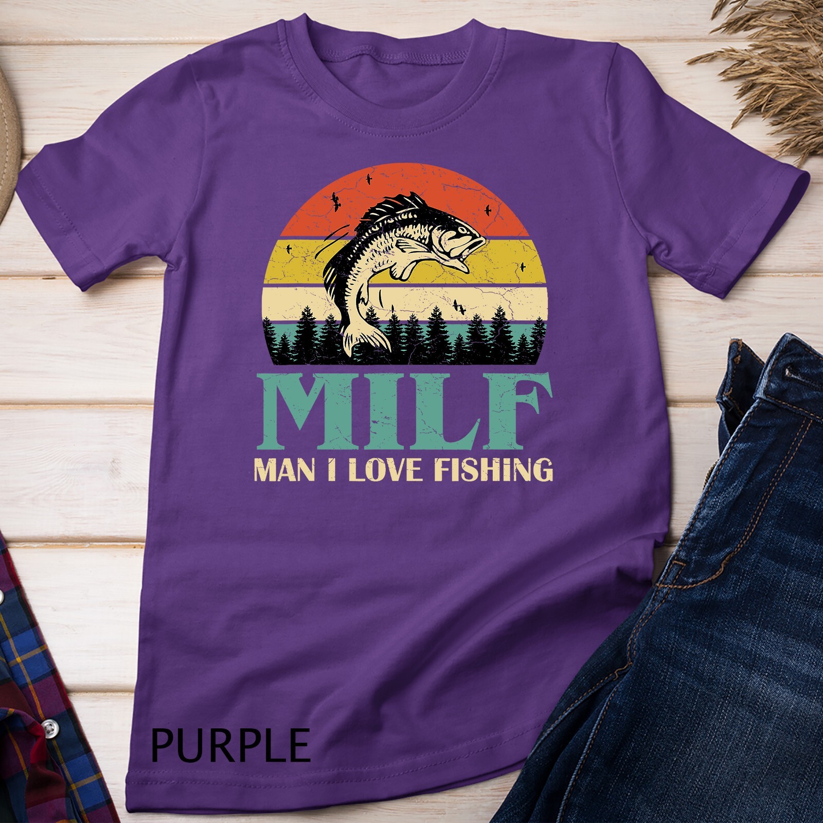 MILF Man I Love Fishing Funny Sayings Gift For Fishermen Unisex T-shirt