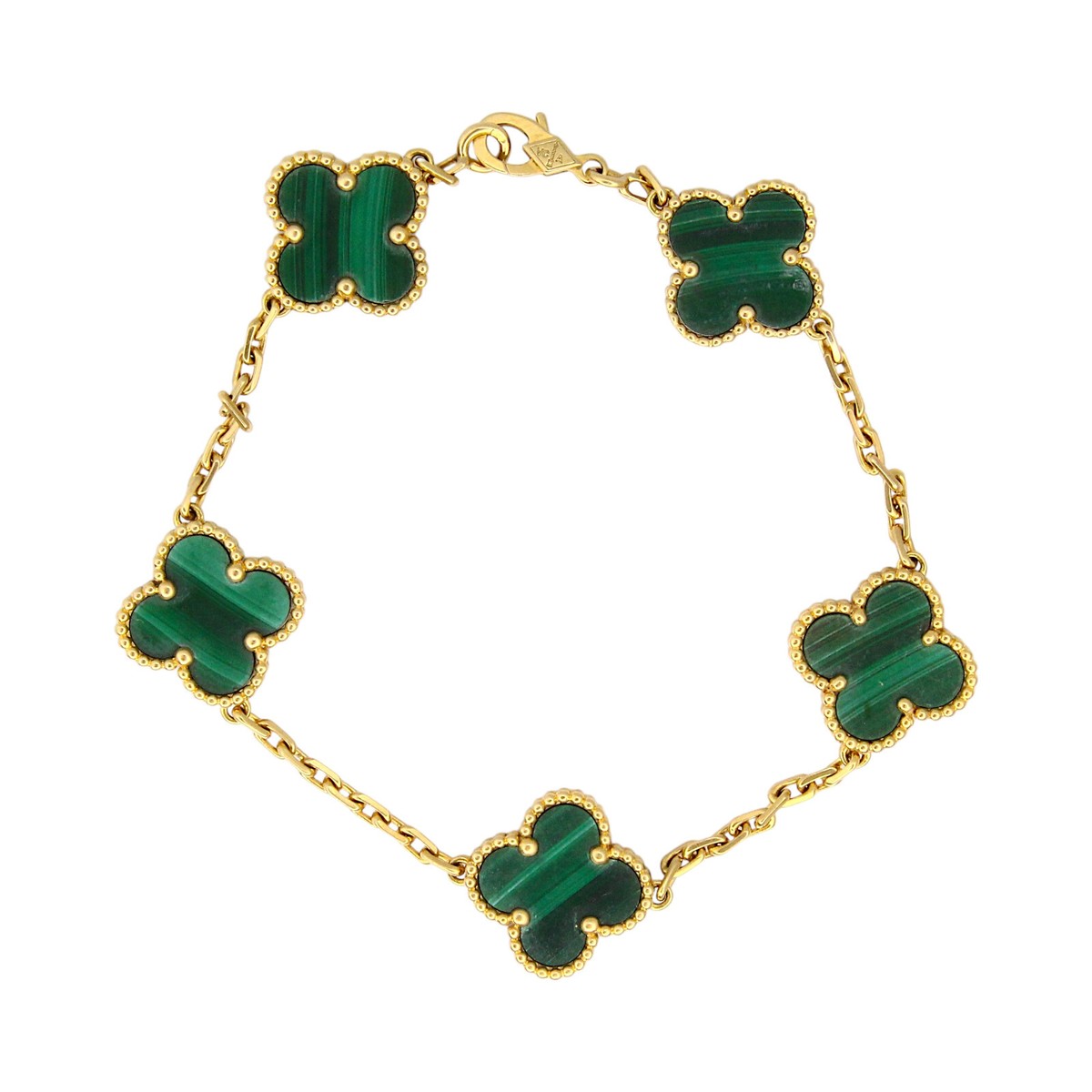 Van Cleef & Arpels Malachite Vintage Alhambra Bracelet 5 Motifs