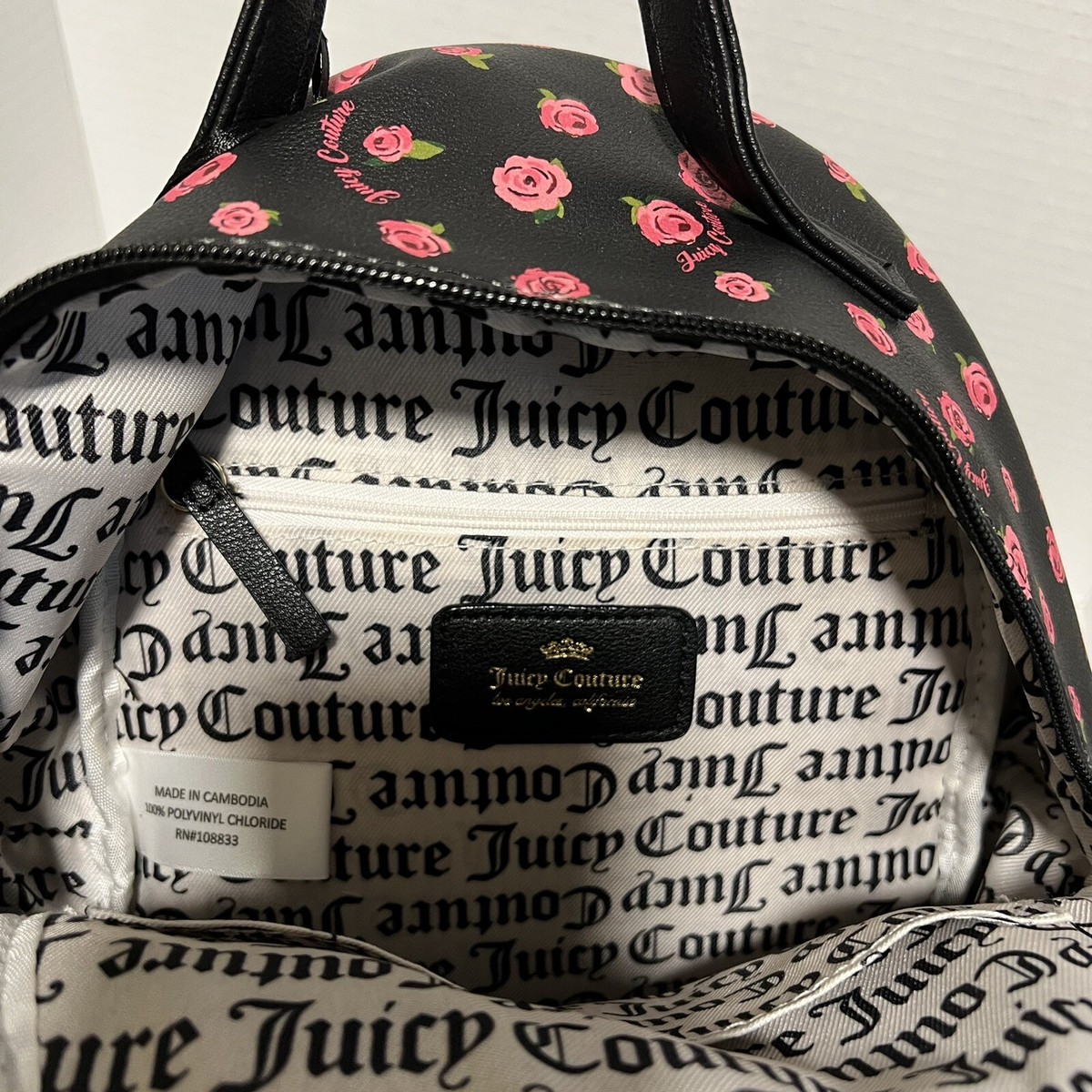 Juicy Couture Black Disty Dusty Rose Promenade Backpack (heavy wear) Juicy Couture Black Disty Dusty Rose Promenade Backpack | eBay main image 4