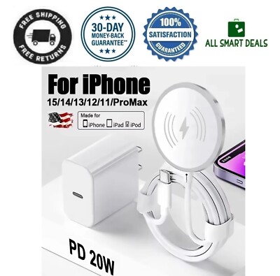 Cargador Inalambrico Para Iphone 16 15 14 13 Pro Max 12 11 X XR Carga  Rapida 20W