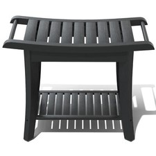 Bamboo Shower Stool Bench Waterproof with Storage Shelf for Shaving Legs or S...