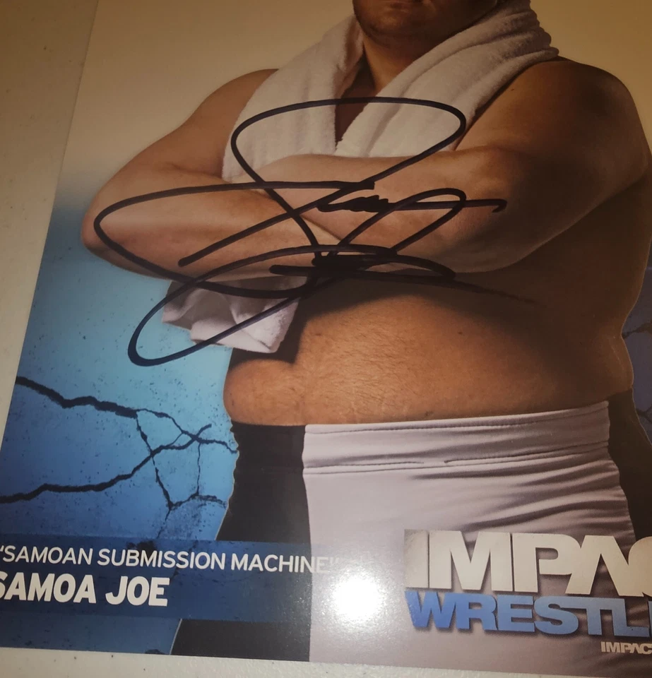 签名亲笔签名 TNA 摔跤萨摩亚乔宣传照片冲击 WWE WWF NWA — 第 2/3 张图片