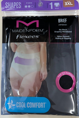 Maidenform Women's Flexees Shapewear Briefs, Cool Comfort Black Size 3XL FP0051